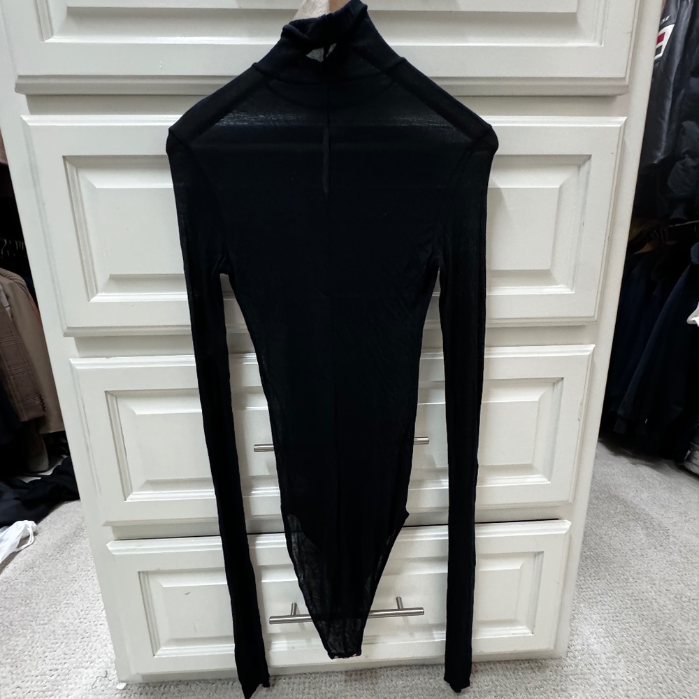 ARE YOU AM I - Black Sheer Body Suit Size Small